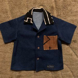 NWOT - Imani Pamoja Denim And Mudcloth Unisex Shirt